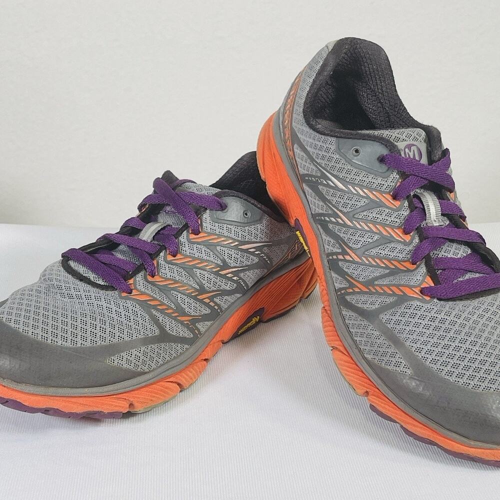 Merrell Running Shoes Womens 9.5 Grey Orange Purple Low Top Trainers Sneakers